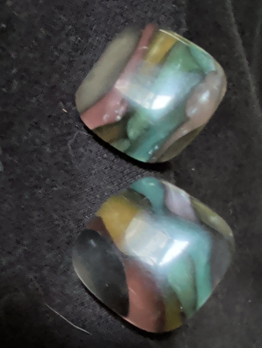 Multi-Color Resin Cabochon Stud Earrings-*Missing Post Backs*